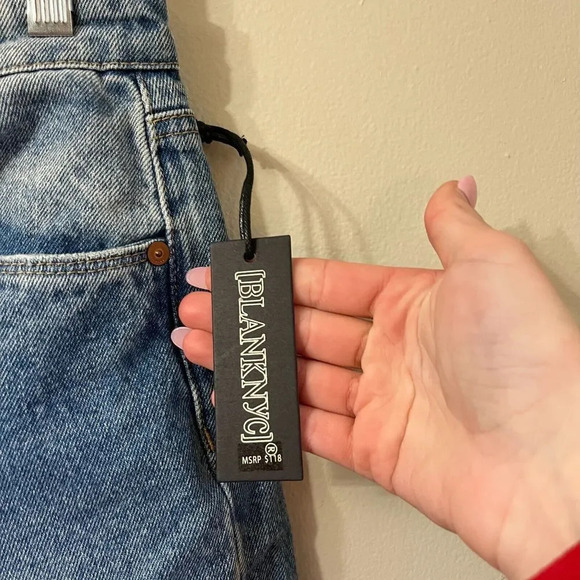 BlankNYC Womens Madison Jeans 27 Denim Distressed Button Fly High Waist Pants - Picture 8 of 8